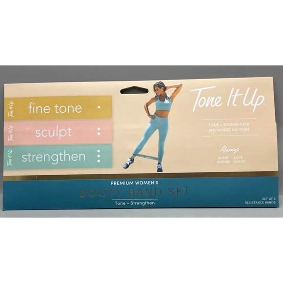 Tone It Up Premium Women's Squat Bands 2pk And Booty Band Set Workout Bands NEW - Picture 3 of 4